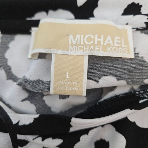 Michael Michael Kors Floral Pleat Sleeve Shift Dress Size Large - Picture 3 of 7